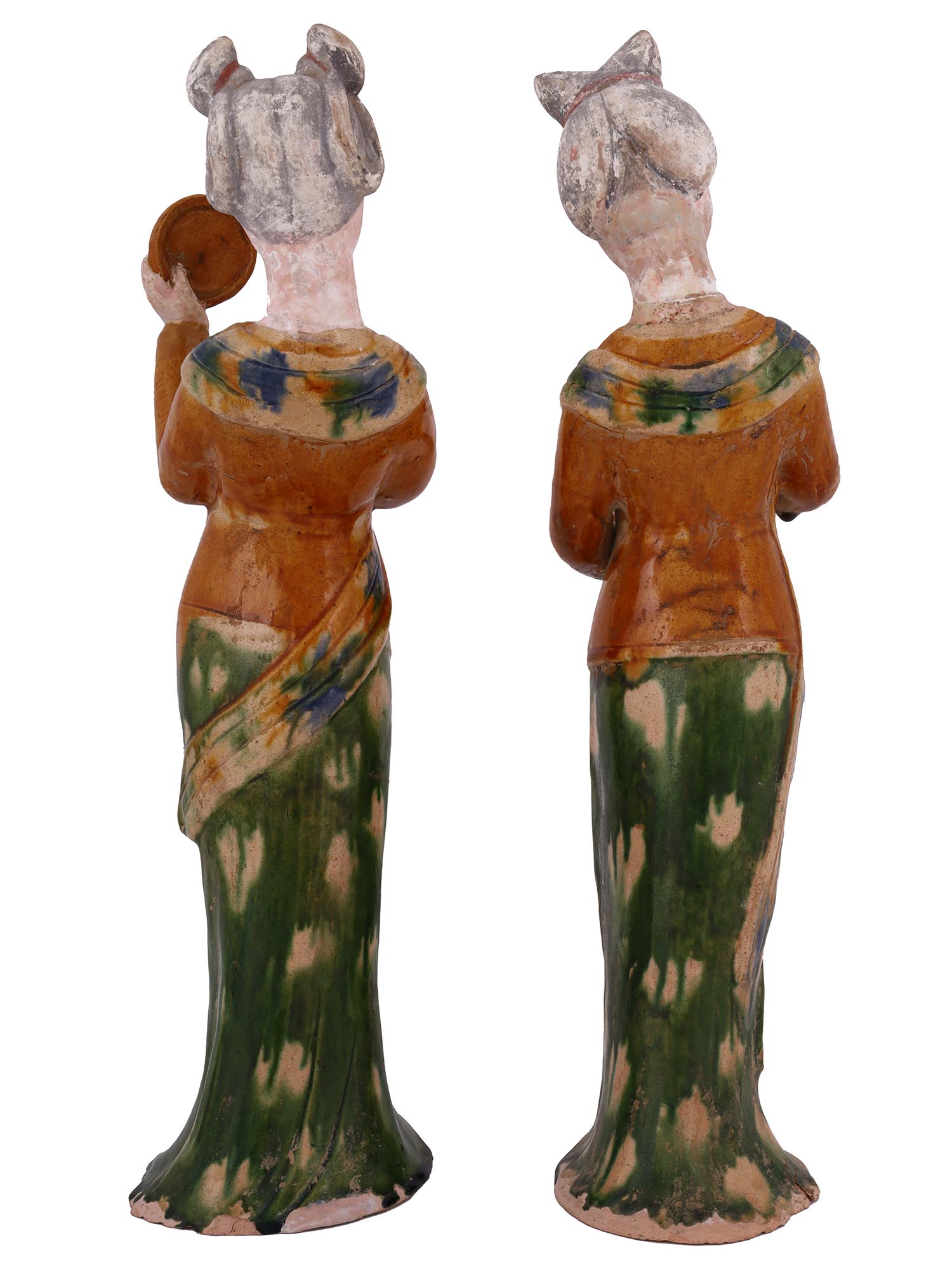 CHINESE TANG GLAZED CLAY FIGURES FEMALE MUSICIANS PIC-1